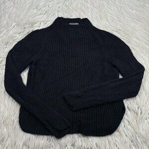 American Apparel Mock Neck Cropped Pullover Fisherman Sweater